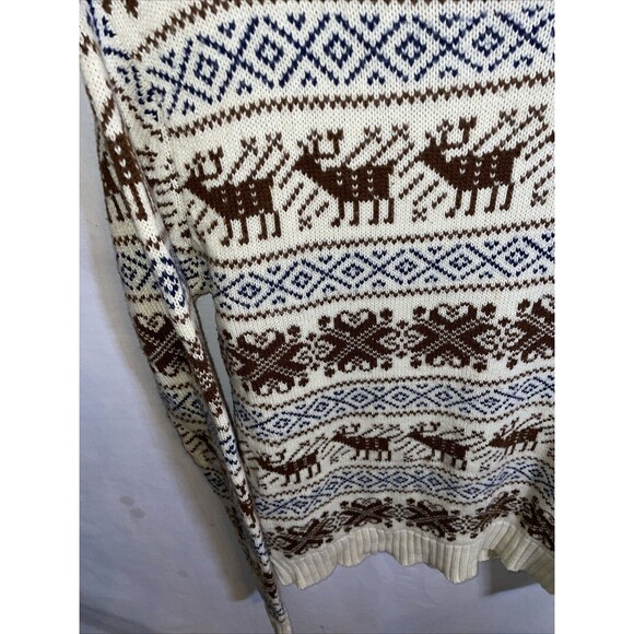 Woodward & Lothrop Men’s Pullover Sweater Size Large Ivory Reindeer Motif Cozy - Picture 6 of 12